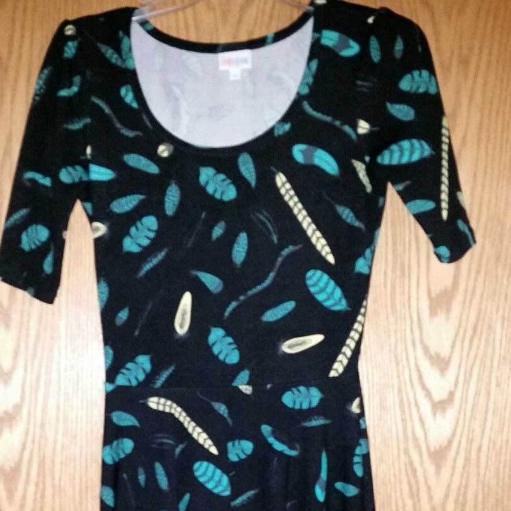 Lularoe Nicole womens feather dress black small